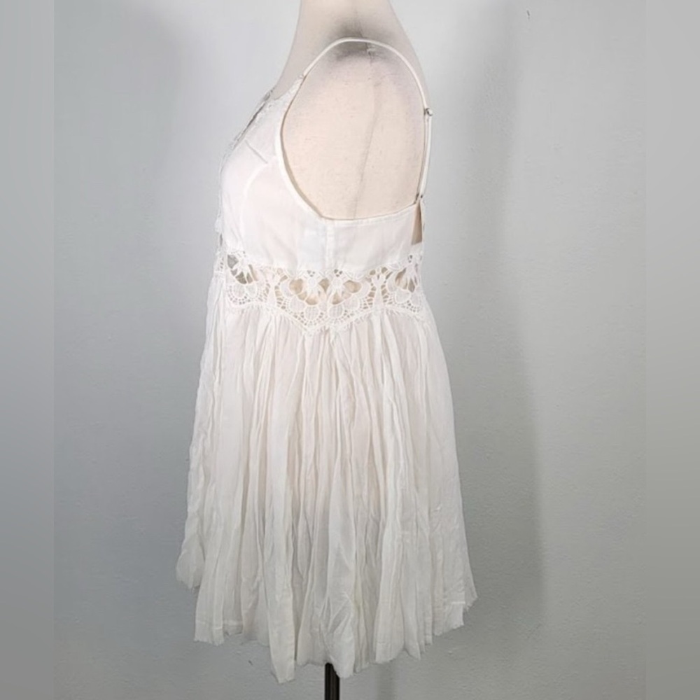 Adella Slip Dress by Free People lace bodice with semi-sheer panels V neck Med - Picture 7 of 11